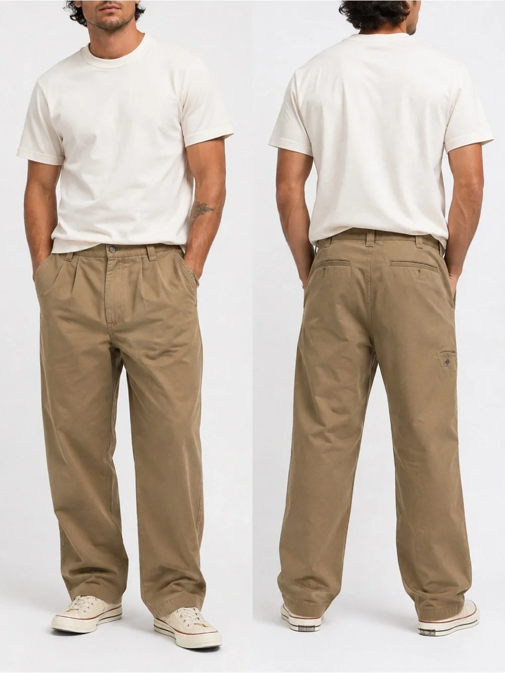 NWT ZARA Men’s Khaki Cargo Pants Pleated Relaxed Fit Cotton Casual Outdoor Work